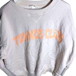HM Tennis Club Graphic Crewneck Sweatshirt Cream Orange Mens Medium